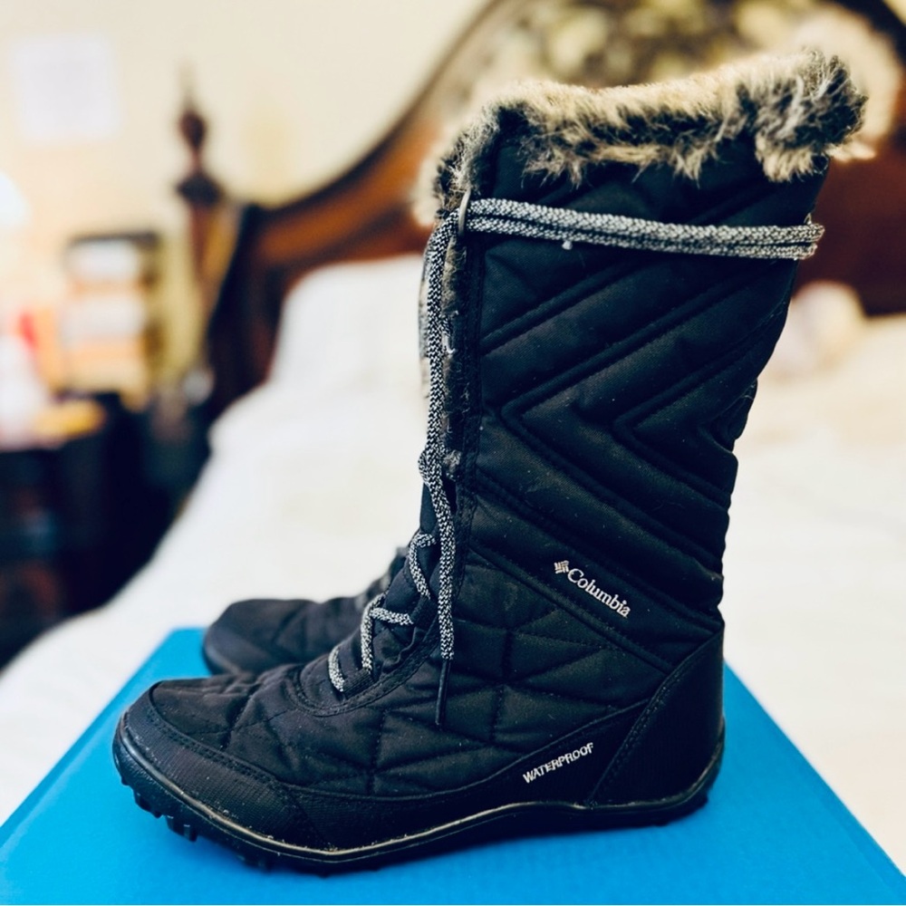 Columbia Minx Mid III Insulated Waterproof Boots Black Titanium Grey Size 7. - Picture 2 of 13
